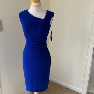 New! Lauren Ralph Lauren SZ 2P, colonial blue twisted , pleated bodice dress.